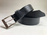 Men's Black Leather Belt with Black Stitching 34C5
