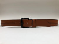 Men's Light Tan Leather Belt with Black Stitching 38C1