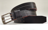 Men's Dark Brown Leather Belt with White Stitching 38C7