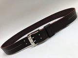 Men's Dark Brown Leather Belt with White Stitching 38C7