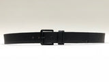 Men's Black Leather Belt with White Stitching
