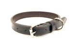 Smooth Black Leather Buddy Dog Collar with White Stitching SKU#BC56