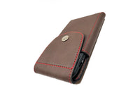 Dark brown leather phone case